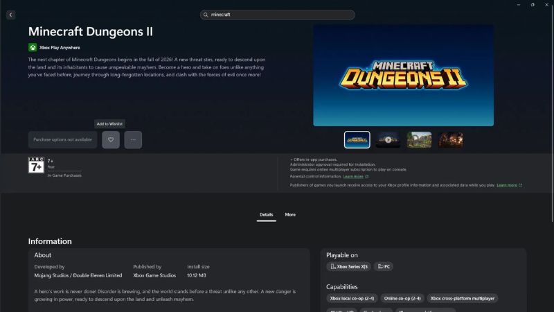 Các bước thêm Minecraft Dungeons 2 vào danh sách yêu thích trên Xbox