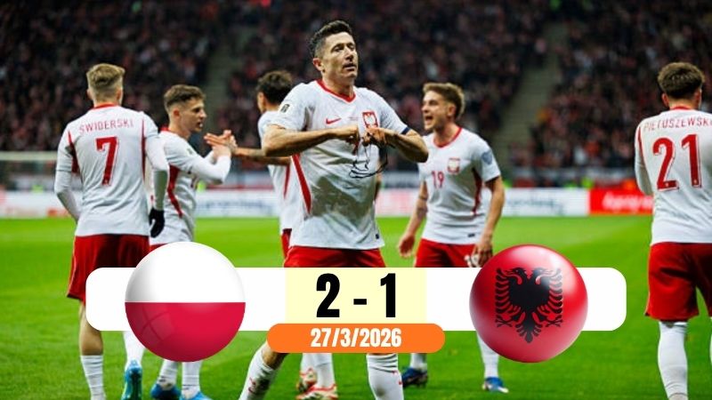 Đội Ba Lan ăn mừng trận thắng Albania 2-1