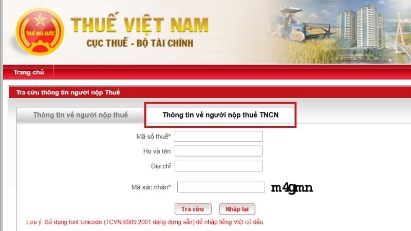 Tra cứu mã số thuế cá nhân tại web chính thức của Tổng cục Thuế