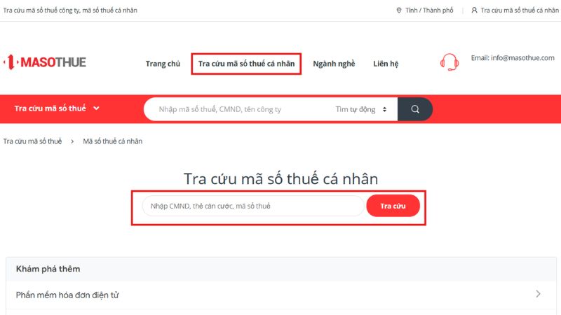 Website masothue.com giúp tìm kiếm MST nhanh chóng