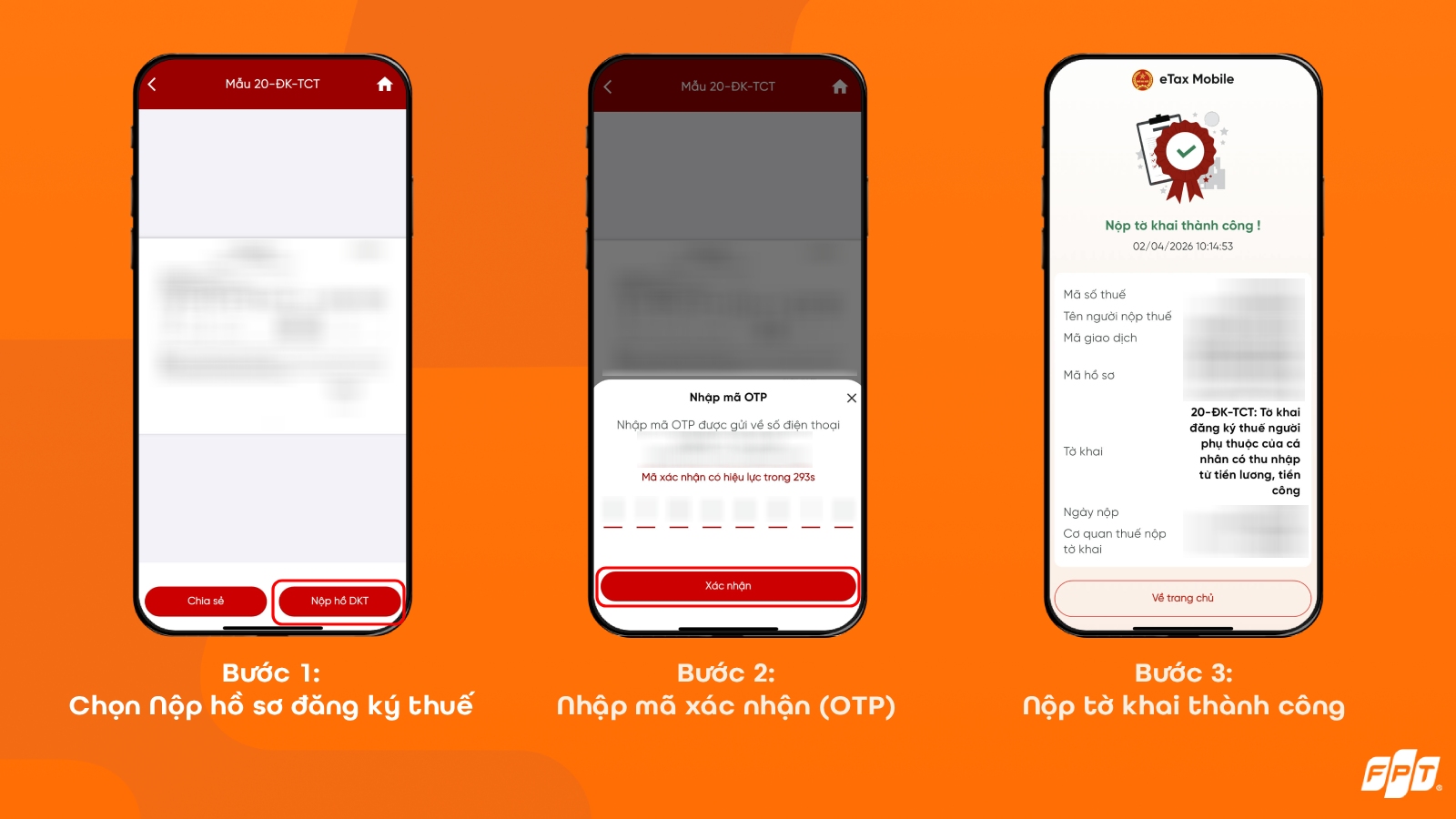 Xác nhận nộp hồ sơ đăng ký người phụ thuộc