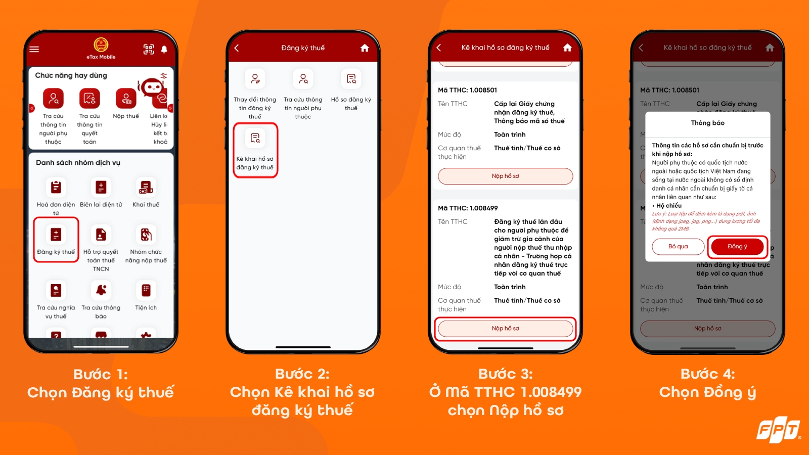 Các bước tạo kê khai hồ sơ đăng ký thuế