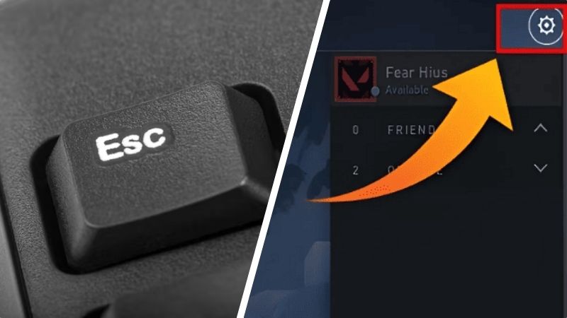 Tùy chọn bằng phím ESC hoặc biểu tượng bánh răng