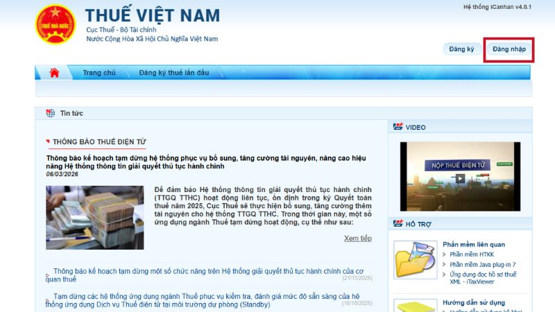 Truy cập website và đăng nhập
