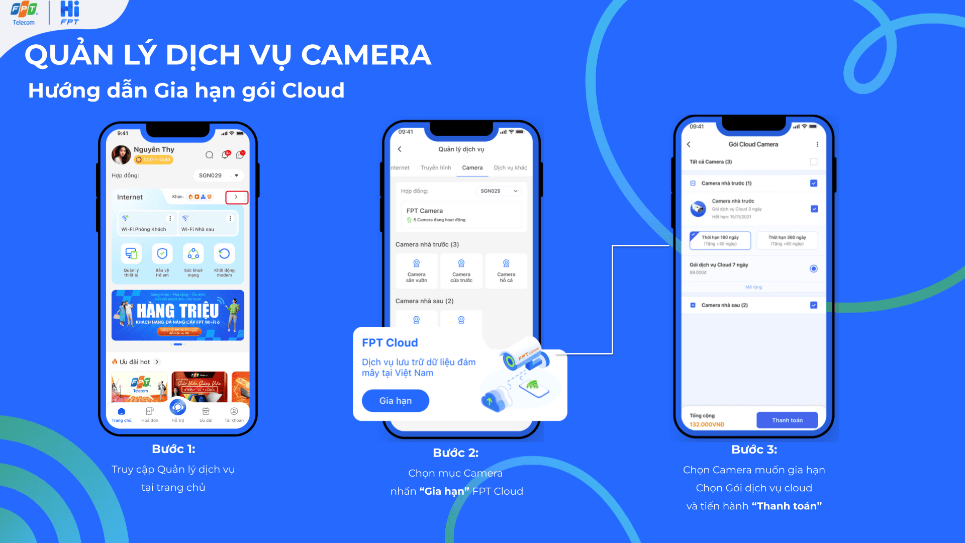 Hướng dẫn gia hạn FPT Cloud trên ứng dụng Hi FPT cho khách hàng sử dụng FPT Camera