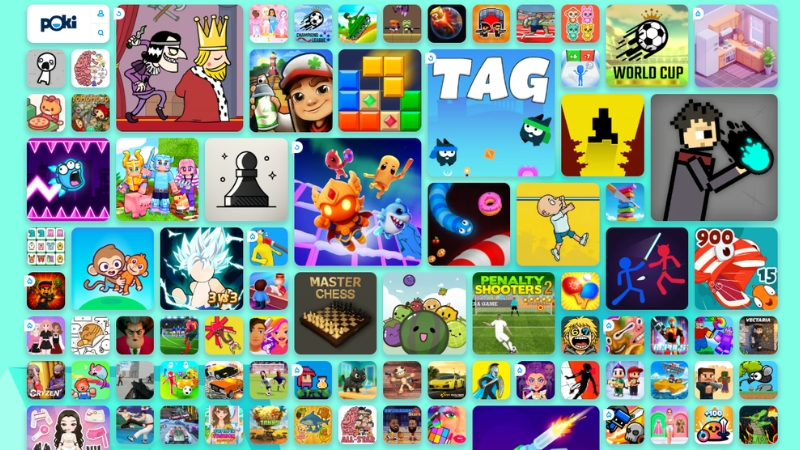 Giao diện Poki trực quan, dễ tìm kiếm và bắt đầu chơi ngay lập tức