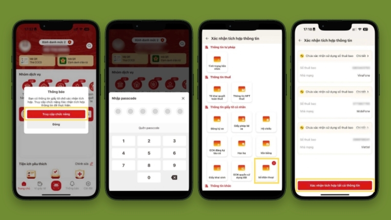 Bước 1, 2, 3, 4 xác thực SIM trên VNeID