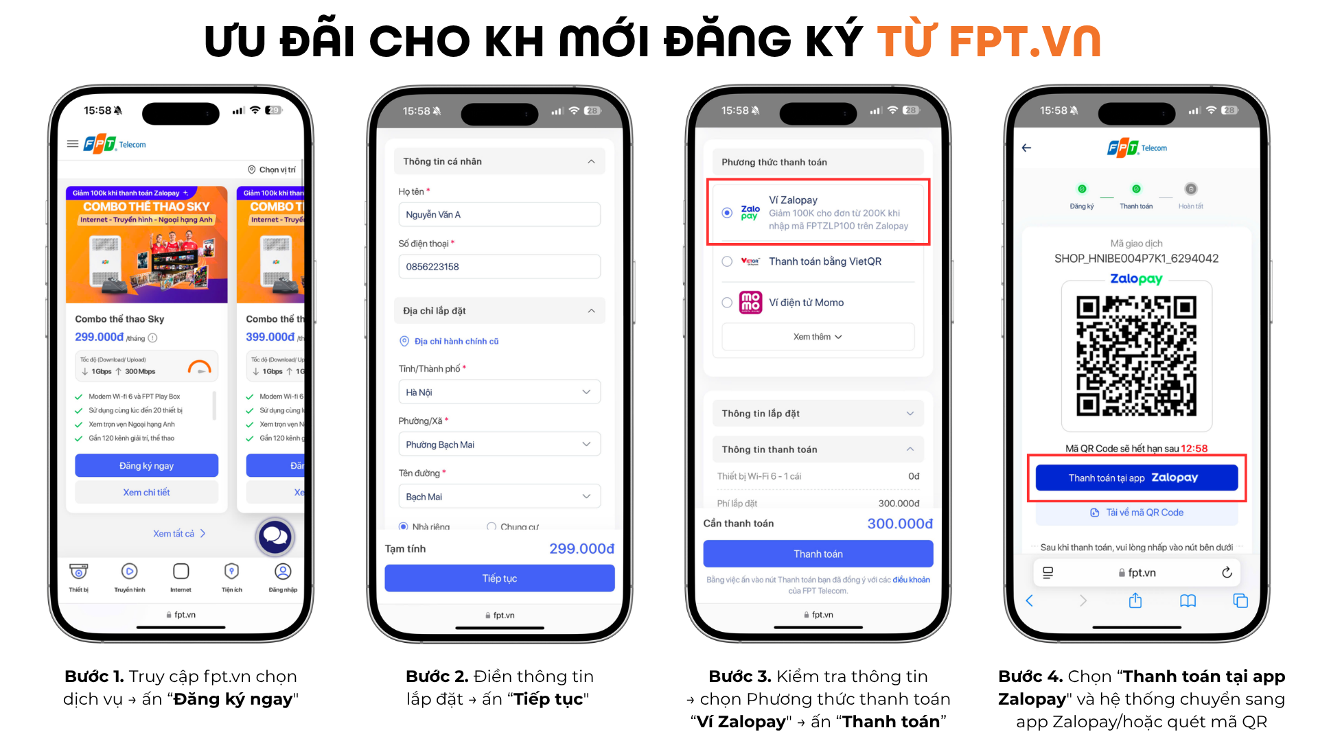 Chọn hình thức thanh toán Zalopay