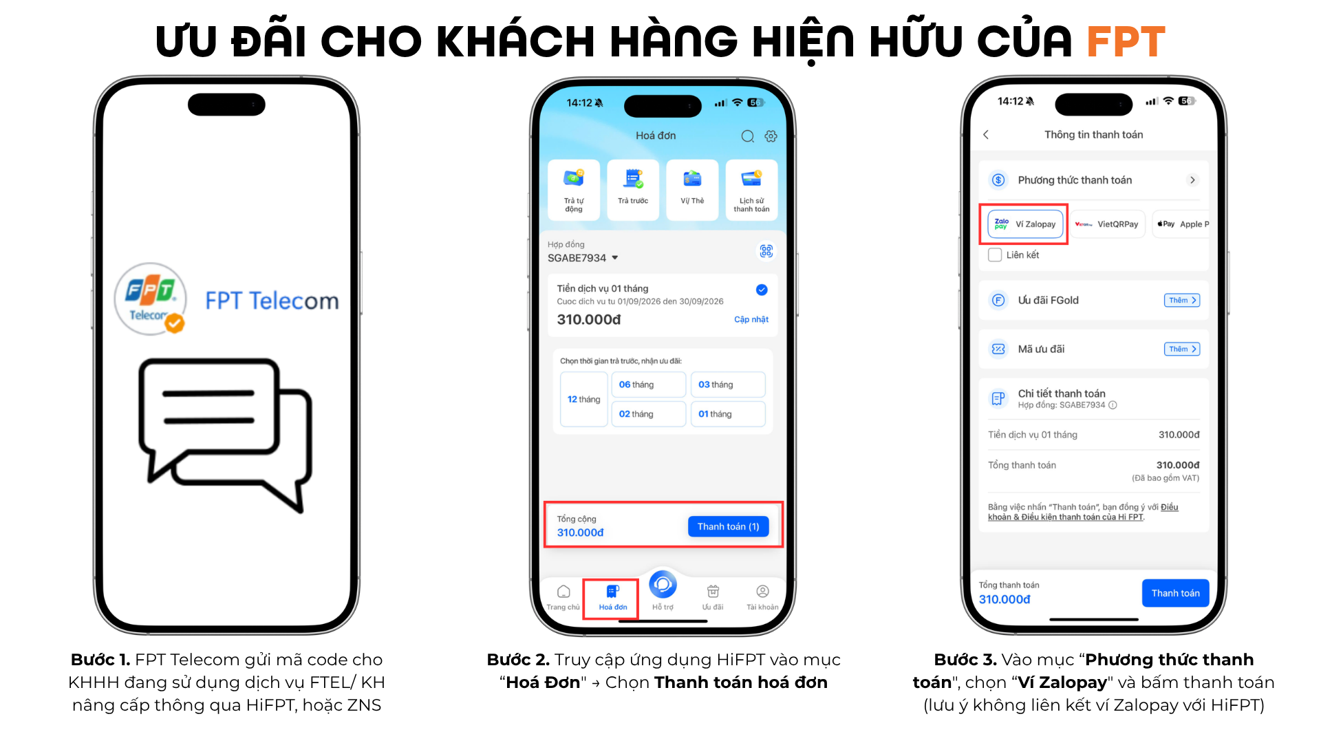 Chọn hình thức thanh toán Zalopay