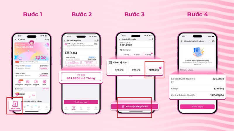 Hướng dẫn các bước trả góp dư nợ Ví Trả Sau