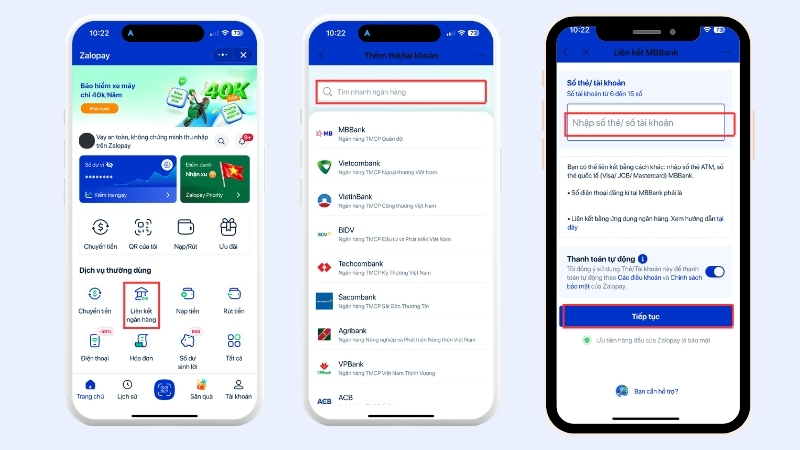Cách liên kết Zalopay với tài khoản ngân hàng
