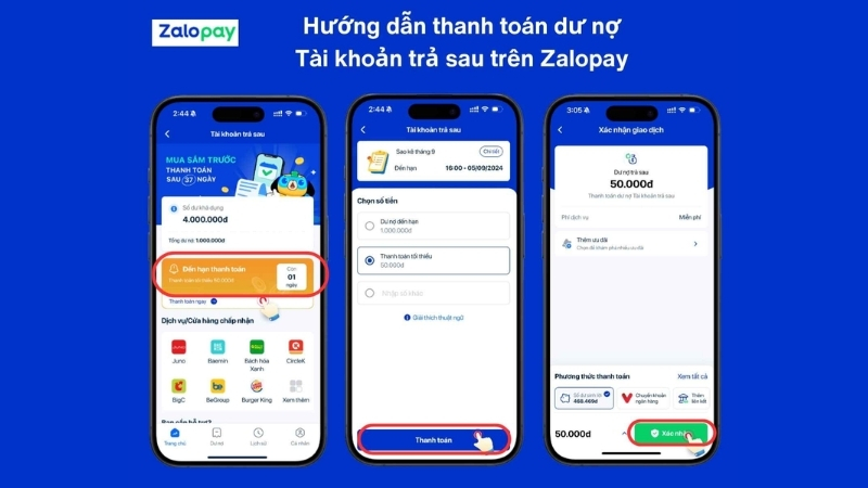 Hướng dẫn thanh toán dư nợ trên ví trả sau Zalopay