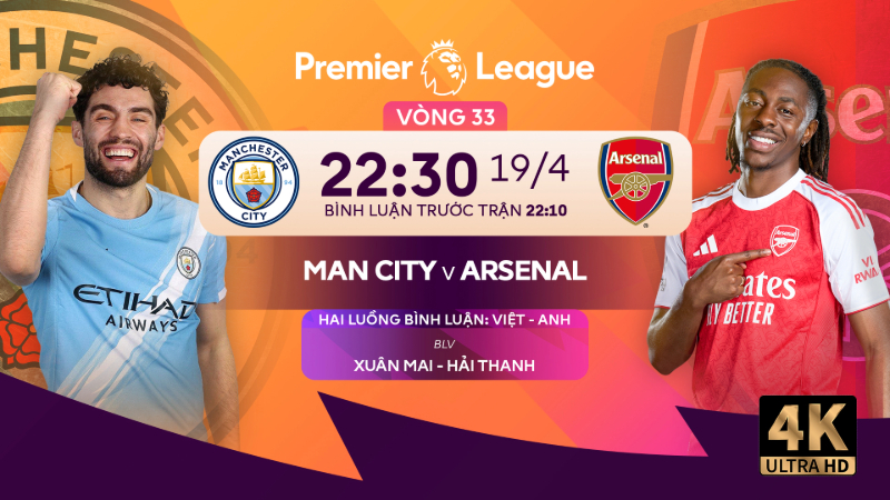 Link xem trực tiếp Man City vs Arsenal (22:30 ng&agrave;y 19/4)