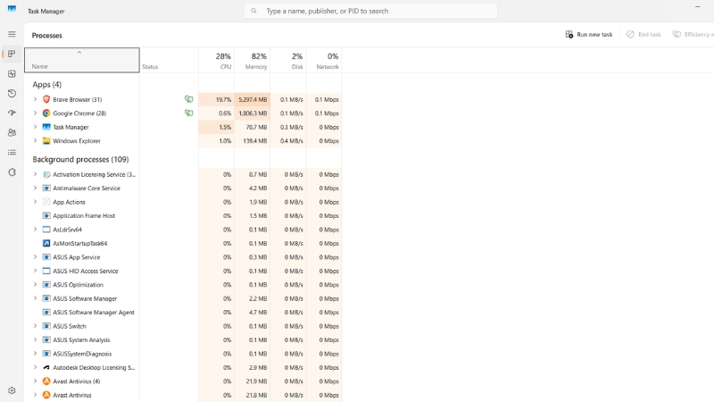 Kiểm tra Task Manager trước mỗi phiên chơi để giải phóng băng thông cho Roblox