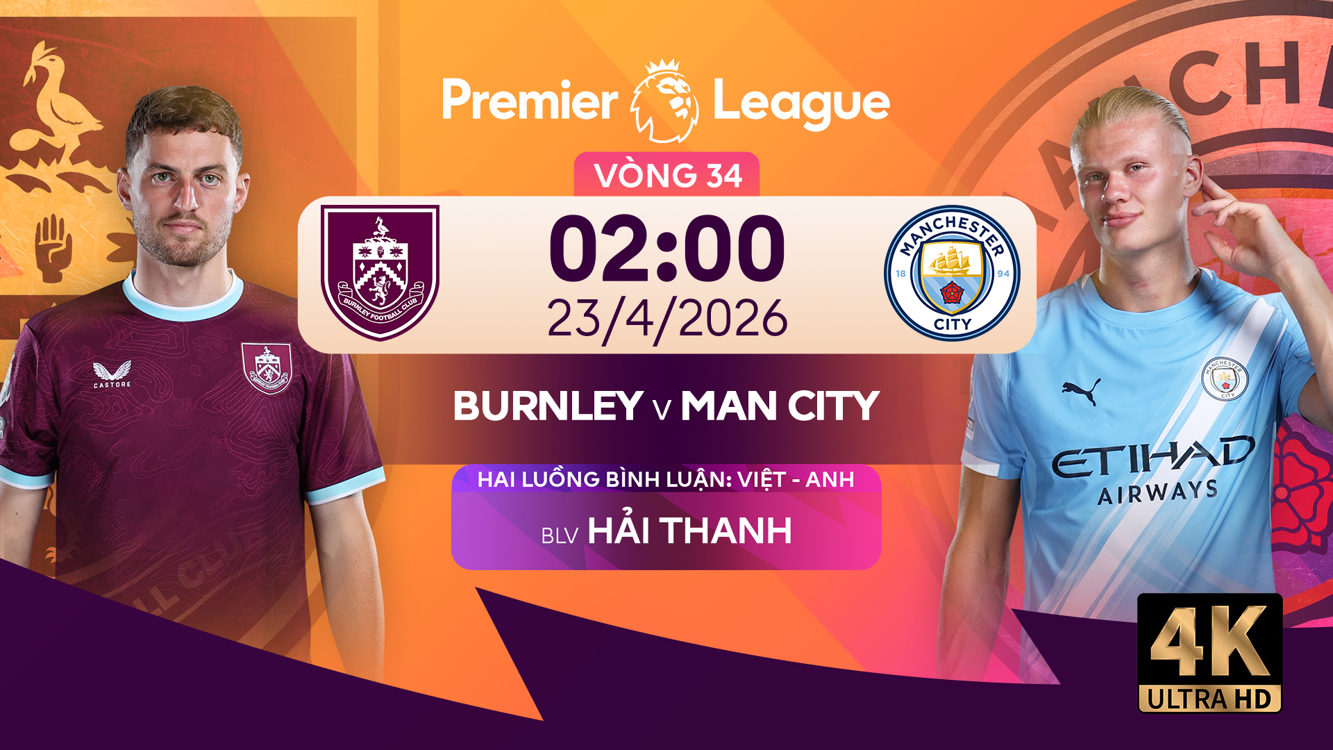 Link xem trực tiếp Burnley vs Man City (2:00 23/4) ở đ&acirc;u?