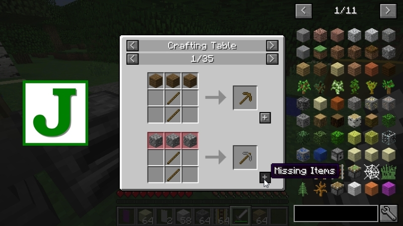 Danh sách vật phẩm và công thức chế tạo hiện ra trực quan, dễ tìm kiếm