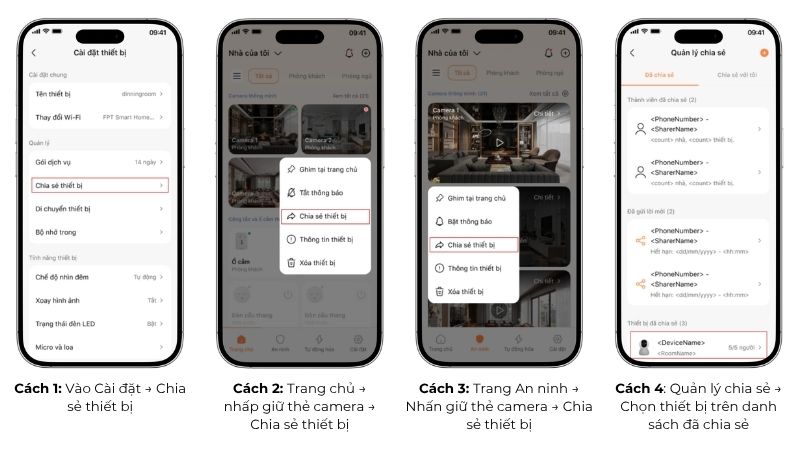 Cách chọn thiết bị camera muốn chia sẻ