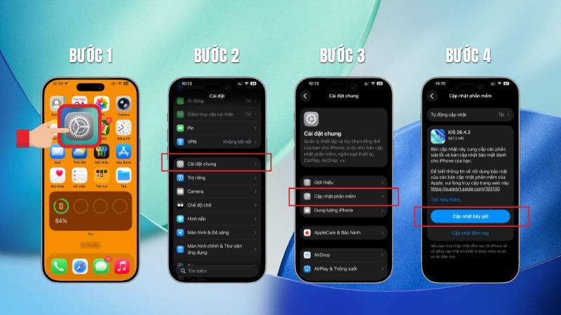 Các bước cập nhật iOS 26.4.2 cho iPhone