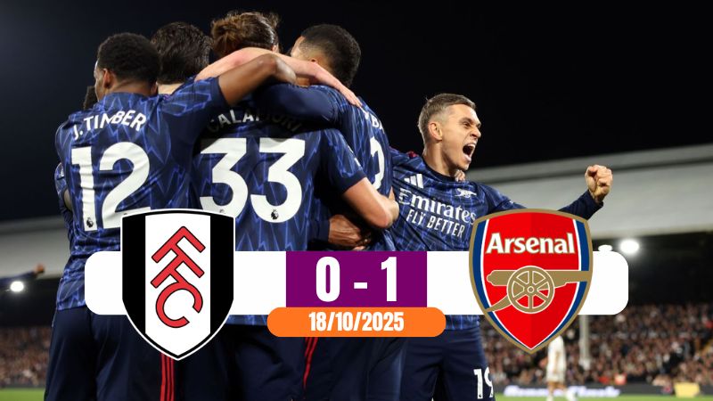 Arsenal ăn mừng chiến thắng 1-0 trước Fulham ngày 18/10/2025