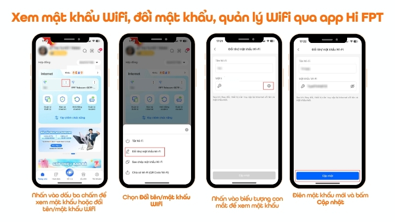 Xem mật khẩu Wifi, đổi mật khẩu, quản lý Wifi dễ dàng qua app Hi FPT