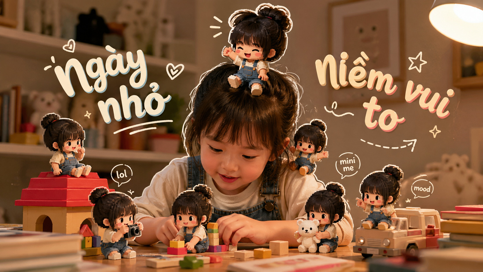 Hình ảnh khi áp dụng câu lệnh tạo ảnh chú thích vẽ tay thế giới tí hon cho bé bằng ChatGPT