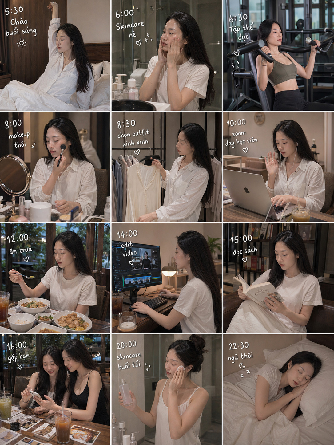 Hình ảnh khi áp dụng câu lệnh tạo ảnh chú thích vẽ tay lịch trình sinh hoạt 1 ngày bằng ChatGPT