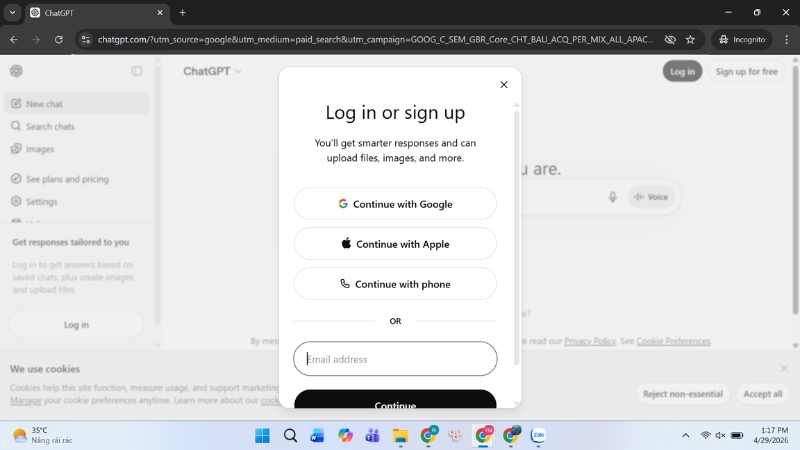 Đăng nhập ChatGPT