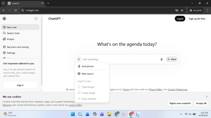 Đăng tải ảnh chân dung lên