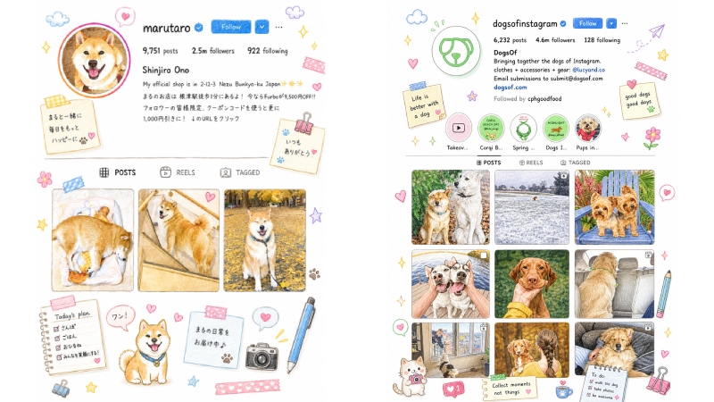 Mẫu trang cá nhân Instagram phong cách bút sáp màu