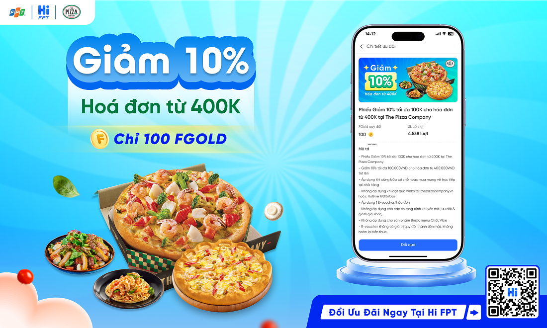 Chỉ 100 FGold: Nhận ngay Voucher 100K tại The Pizza Company
