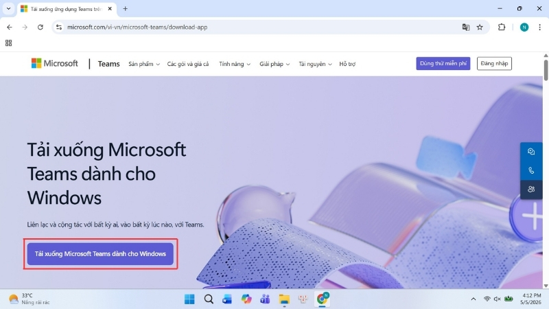 Tải Microsoft Teams trên hệ điều hành Windows