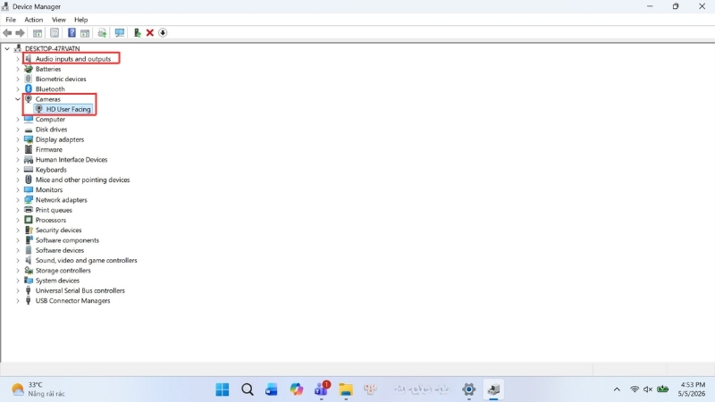 Truy cập Device Manager, chọn thiết bị