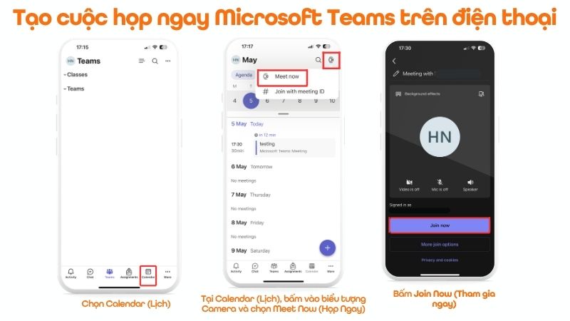 Tạo cuộc họp ngay Microsoft Teams trên điện thoại