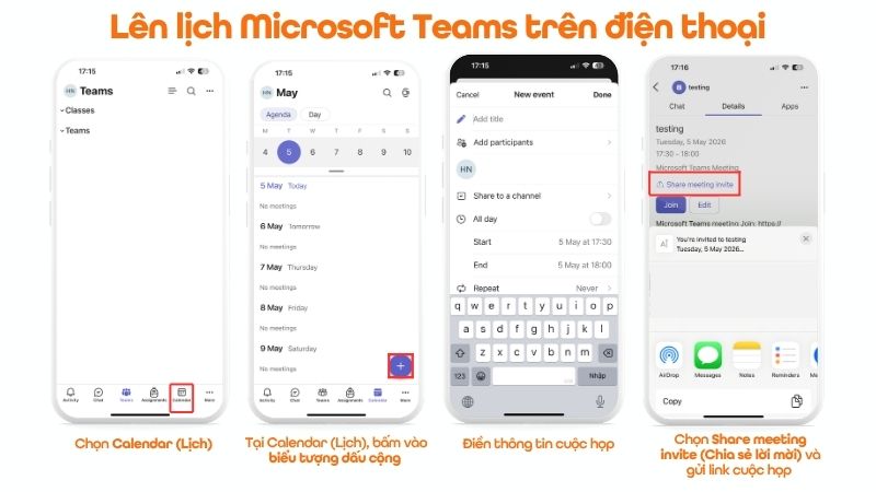 Lên lịch cuộc họp Microsoft Teams trên điện thoại