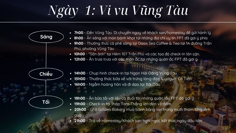 Lịch trình 2 ngày 1 đêm: Ngày 1 tại Vũng Tàu