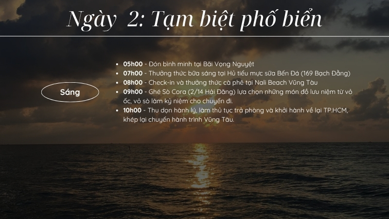 Lịch trình 2 ngày 1 đêm: Ngày 2 tại Vũng Tàu