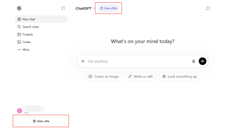 Nhấp vào mục “Free offer” hoặc “Claim offer” để nhận ưu đãi