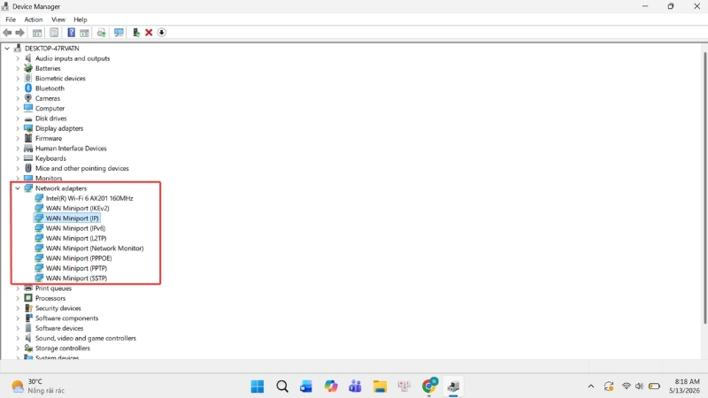Chọn card mạng