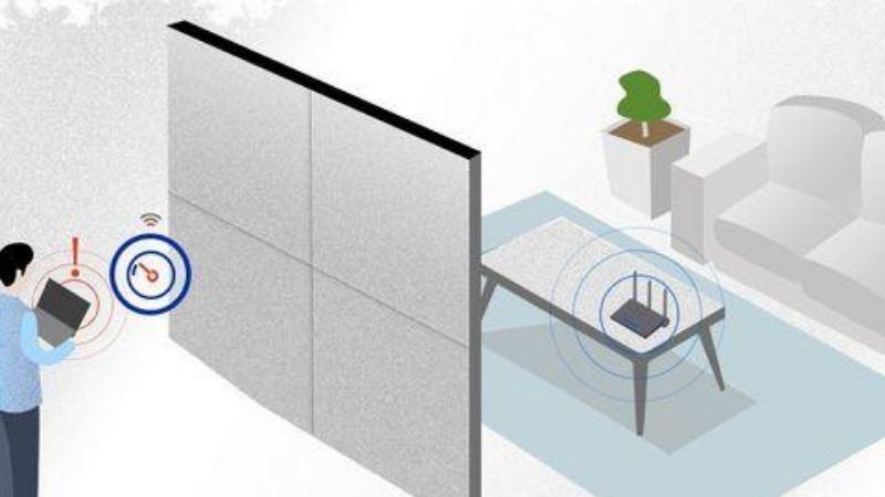 Vật cản vật lý như tường dày, cột bê tông là nguyên nhân phổ biến khiến Wifi mạnh phòng này, yếu phòng kia