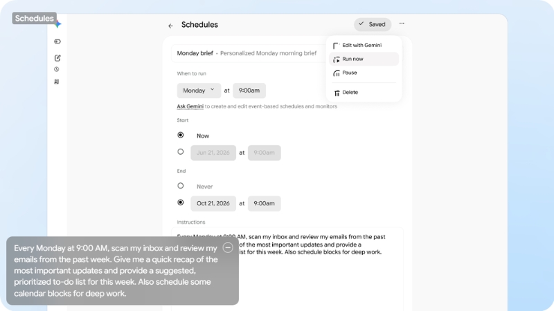 Schedules phù hợp với những ai bắt đầu tuần mới với hàng chục email chưa đọc và danh sách việc chưa được phân loại