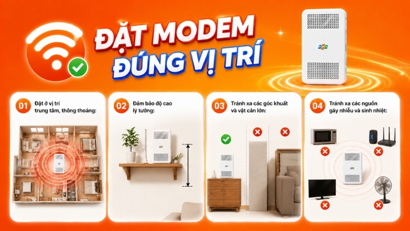 Đặt modem Wifi đúng vị trí