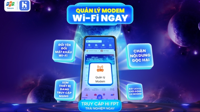 Quản lý Wifi bằng điện thoại thông qua ứng dụng Hi FPT