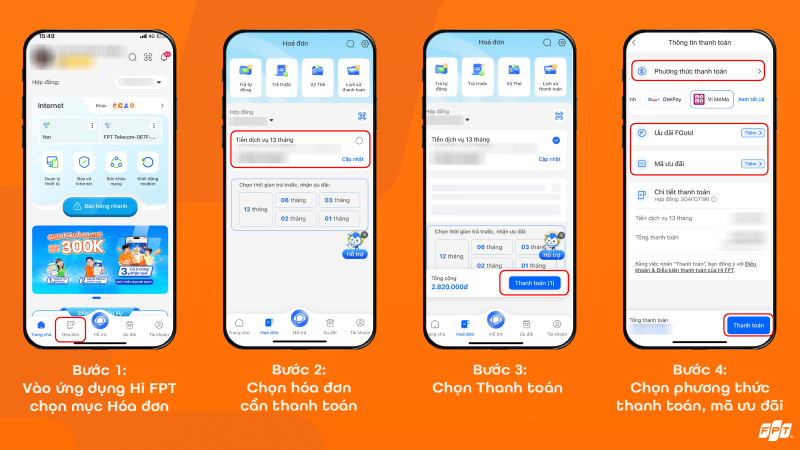 Cách thanh toán cước Internet FPT bằng ứng dụng Hi FPT