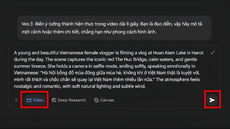Nhập câu lệnh mô tả Video