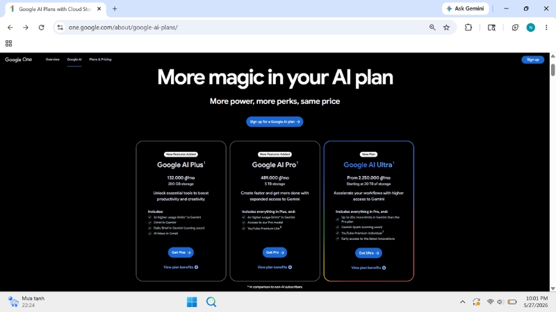 Chi phí gói Google AI để sử dụng Veo 3