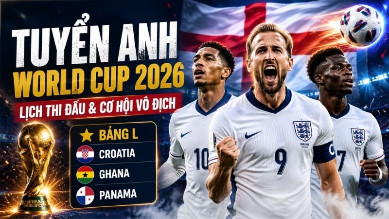 Tuyển Anh World Cup 2026: Lịch thi đấu, đội h&igrave;nh & cơ hội