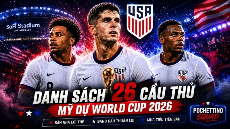 Đội tuyển Mỹ c&ocirc;ng bố danh s&aacute;ch 26 cầu thủ dự World Cup 2026