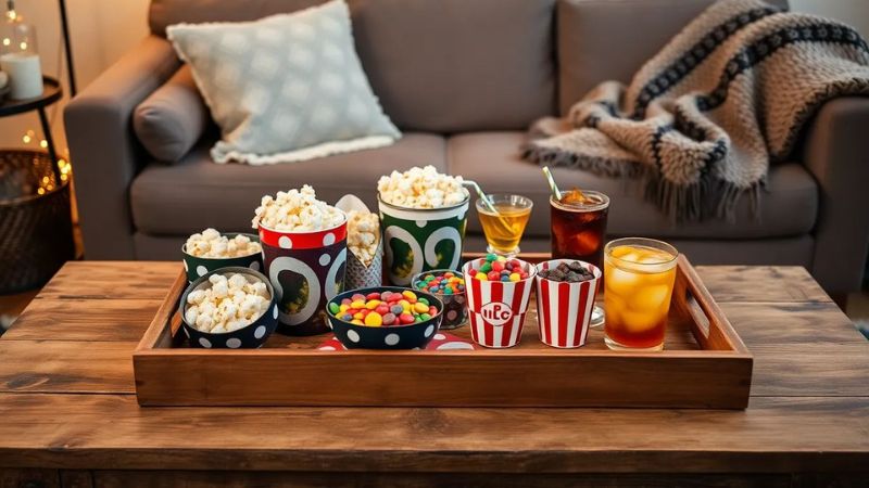 Chuẩn bị sẵn đồ ăn và đồ uống trước khi phim bắt đầu giúp không gian xem liền mạch hơn