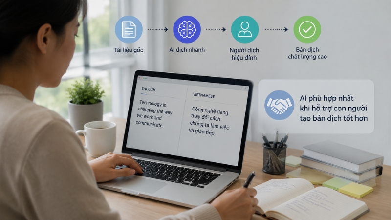 AI phù hợp khi hỗ trợ con người tạo bản dịch tốt hơn