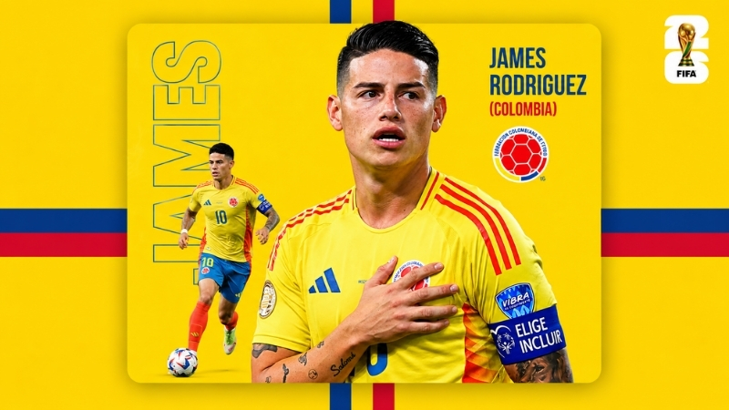 Cựu tiền vệ Real Madrid James Rodriguez tham gia đội tuyển Colombia World Cup 2026